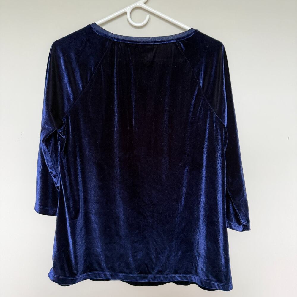 Chico's Women Whimsigoth Top Medium Velvet Burnout Sapphire Paisley Grunge Fairy - Picture 5 of 5